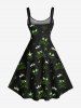 Robe Débardeur Crâne Os et Couronne Imprimés de Grande Taille avec Ligne A - Noir 2X