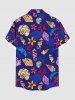 Plus Size Conch Seahorse Starfish Shell Paint Print Hawaii Ombre Button Pocket Shirt For Men -  