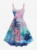 Plus Size Coral Plant Turtle Tie Dye Ombre Print Hawaii Sea Creatures A Line Tank Dress -  