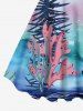 Plus Size Coral Plant Turtle Tie Dye Ombre Print Hawaii Sea Creatures A Line Tank Dress -  