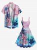 Plus Size Coral Plant Turtle Tie Dye Ombre Print Hawaii Sea Creatures A Line Tank Dress -  