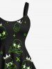 Plus Size Skull Crown Bone Stars Print Rock and Roll Hawaii A Line Tank Dress -  