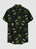 Plus Size Skull Crown Bone Stars Print Rock and Roll Hawaii Button Pocket Shirt For Men -  