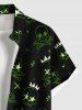 Plus Size Skull Crown Bone Stars Print Rock and Roll Hawaii Button Pocket Shirt For Men -  