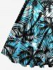 Robe Hawaiien Feuille Tropicale et Arbre de Noix de Coco Imprimés de Grande Taille - Noir 5X