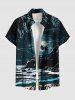 Coconut Tree Moon Star Seascape Mountain Print Plus Size Matching Hawaii Beach Outfit For Couples -  