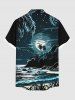 Coconut Tree Moon Star Seascape Mountain Print Plus Size Matching Hawaii Beach Outfit For Couples -  