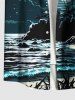 Coconut Tree Moon Star Seascape Mountain Print Plus Size Matching Hawaii Beach Outfit For Couples -  