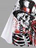 Plus Size Skull Skeleton Hat Rose Flower Leaf Print Valentines Vintage Swing A Line Dress -  