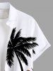 Plus Size Coconut Tree Floral Leaves Butterfly Print Hawaii Button Pocket Shirt For Men -  