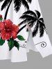 Plus Size Coconut Tree Floral Leaves Butterfly Print Hawaii Split Pocket A Line Midi Dress -  