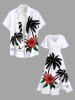 Plus Size Coconut Tree Floral Leaves Butterfly Print Hawaii Split Pocket A Line Midi Dress -  
