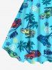 Plus Size Coconut Tree Car Floral Letters Print Hawaii A Line Tank Dress -  
