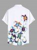 Plus Size Turtle Eggs Beach Print Hawaii Sea Creatures Button Pocket Shirt For Men -  
