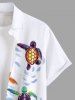 Plus Size Turtle Eggs Beach Print Hawaii Sea Creatures Button Pocket Shirt For Men -  