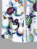 Plus Size Turtle Eggs Beach Print Hawaii Sea Creatures Button Pocket Shirt For Men -  