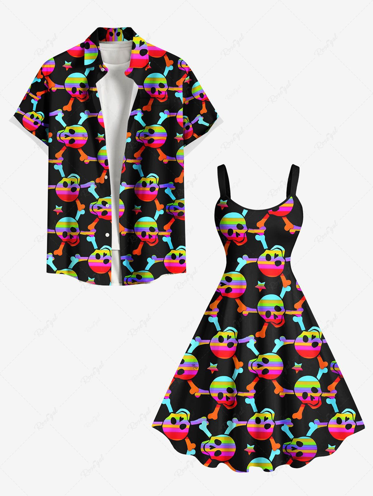 Costume de Plage Grande Taille Imprimé Crâne et Os Coloré Noir 