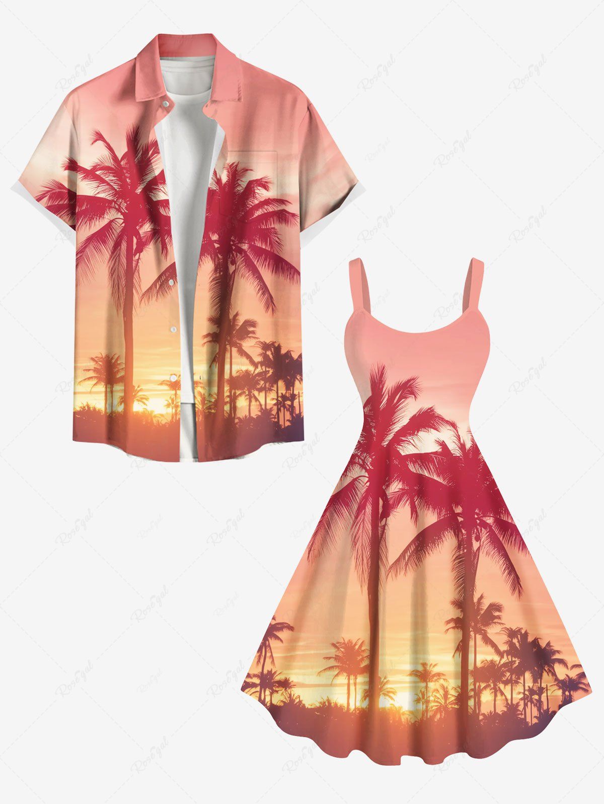 Contrastant Imprimé Cocotier et Soleil Grande Taille pour la Plage Rouge 