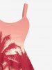 Contrastant Imprimé Cocotier et Soleil Grande Taille pour la Plage - Rouge 