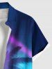 Plus Size Coconut Tree Ombre Light Beam Print Buttons Pocket Hawaii Shirt For Men -  