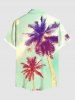 Plus Size Coconut Tree Ombre Light Spot Print Buttons Pocket Hawaii Shirt For Men -  
