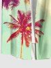 Plus Size Coconut Tree Ombre Light Spot Print Buttons Pocket Hawaii Shirt For Men -  