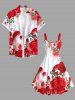 Plus Size Rose Flower Leaf Petal Print Valentines Hawaii Ombre A Line Tank Dress -  