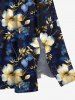 Robe Mi-Longue Hawaïen Fendue Fleur et Feuille Imprimées de Grande Taille - Noir S