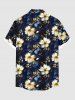 Plus Size Flowers Leaf Print Buttons Pocket Hawaii Shirt For Men -  