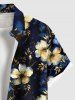 Plus Size Flowers Leaf Print Buttons Pocket Hawaii Shirt For Men -  