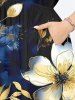 Plus Size Flowers Leaf Print Split Hawaii Midi Dress -  