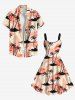 Robe Débardeur Hawaïen Ligne A Feuille Tropicale et Arbre de Noix de Coco Imprimés de Grande Taille - Rouge 3X