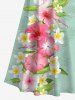 Plus Size Tropical Leaf Hibiscus Flowers Print Cold Shoulder Crisscross Hawaii Maxi Dress -  