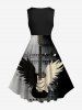 Plus Size Musical Festival Guitar Wings Music Notes Print 1950s Vintage Dress -  