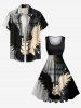 Plus Size Musical Festival Guitar Wings Music Notes Print 1950s Vintage Dress -  