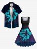 Plus Size Coconut Tree Star Print Hawaii 1950s Vintage Dress -  