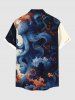 Plus Size Octopus Sea Waves Print Buttons Pocket Hawaii Shirt For Men -  