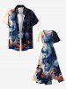 Robe mi-longue hawaïenne fendue à imprimé vagues de poulpe grande taille - Bleu 2X