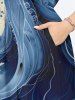 Plus Size Octopus Sea Waves Print Split Hawaii Midi Dress -  