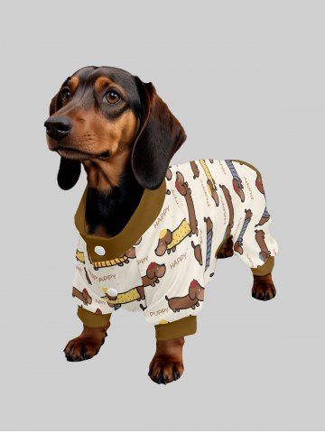 Pet's Puppy Dog Letters Print Pajama - BEIGE - M