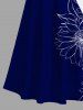 Tenue de Plage Grande Taille Imprimé Tournesol Contrastant - Bleu 