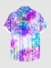 Tenue de Plage Grande Taille Imprimée D'étoiles et de Cocotier pour Couples - Pourpre  