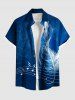 Costume D'habit de Grande Taille et Imprimé de Feuilles Tropicales - Bleu 
