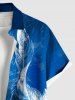 Costume D'habit de Grande Taille et Imprimé de Feuilles Tropicales - Bleu 