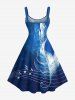 Costume D'habit de Grande Taille et Imprimé de Feuilles Tropicales - Bleu 