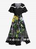 Lily Flower Branch Spotted Pin Dot Print Plus Size Matching Hawaii Beach Outfit For Couples -  
