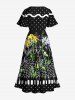 Lily Flower Branch Spotted Pin Dot Print Plus Size Matching Hawaii Beach Outfit For Couples -  