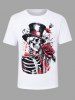 Skull Skeleton Hat Rose Flower Leaf Print Valentines Plus Size Matching Outfit For Couples -  