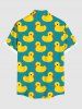 Plus Size Duck Print Buttons Pocket Hawaii Shirt For Men -  