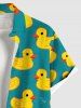 Plus Size Duck Print Buttons Pocket Hawaii Shirt For Men -  